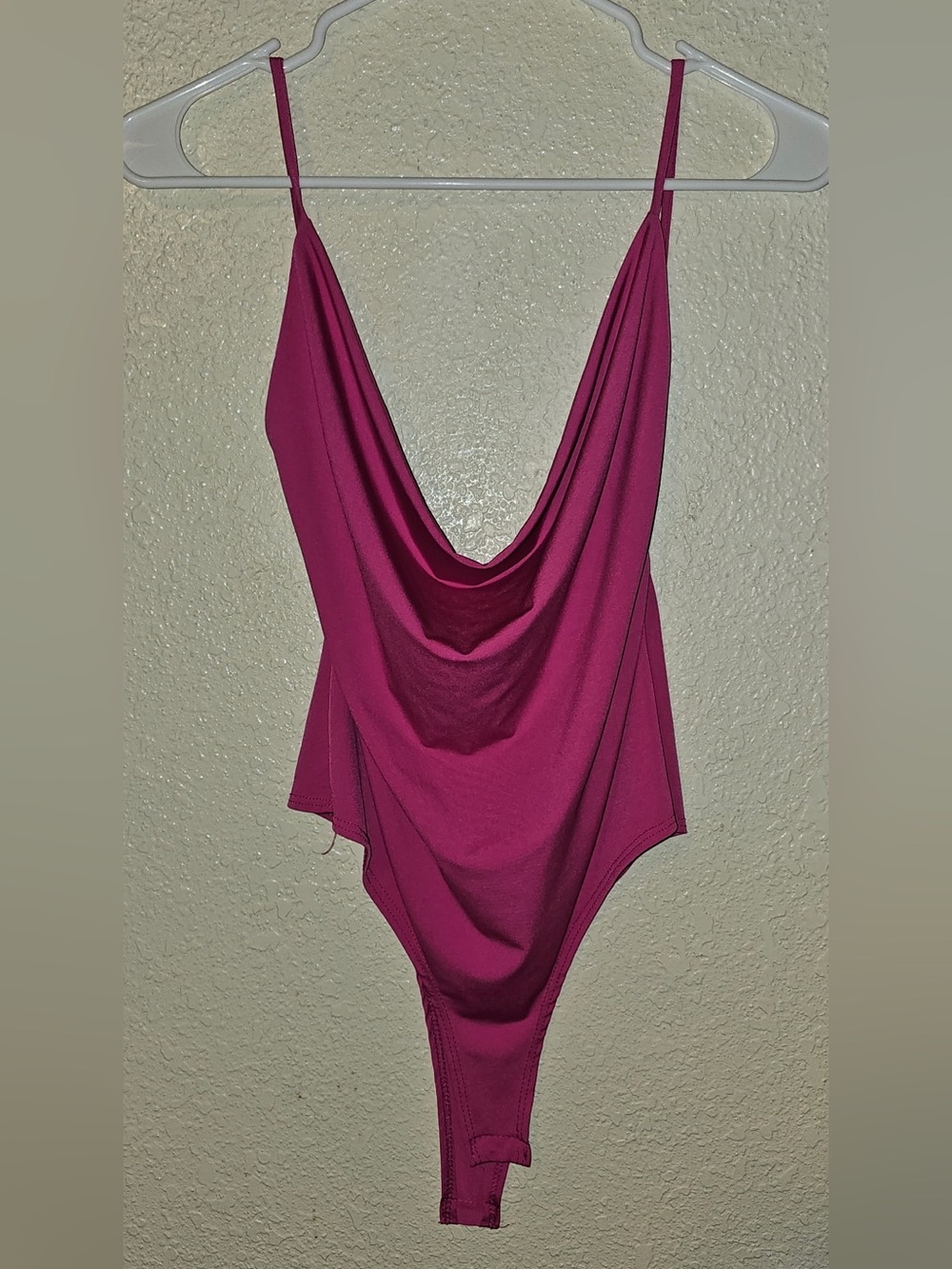 Draped Cowl-Neck Bodysuit in Magenta